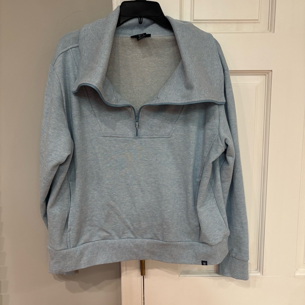 Light Blue Half-Zip Pullover Sweatshirt